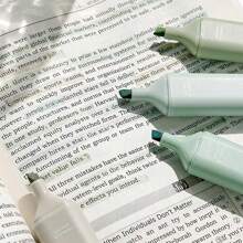 4入柔軟寬線不易脫色的螢光筆,唯美粉色,適用於和手帳,快乾且易握,多種顏色,適用於學校和辦公用品 - 綠色 - 查看 2