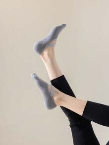 1雙非滑運動瑜伽舞蹈襪,適合日常使用 - 灰色 - 查看 3