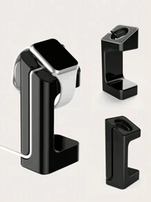1入組智能手錶架和手機架，兼容蘋果手錶充電座 - 黑色 - 查看 1