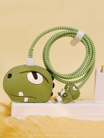 4件套20w充电器保护套件（1.4米绕线器+2个充电头保护器（大号和小号）+收纳扣）线缆保护器，充电器保护器