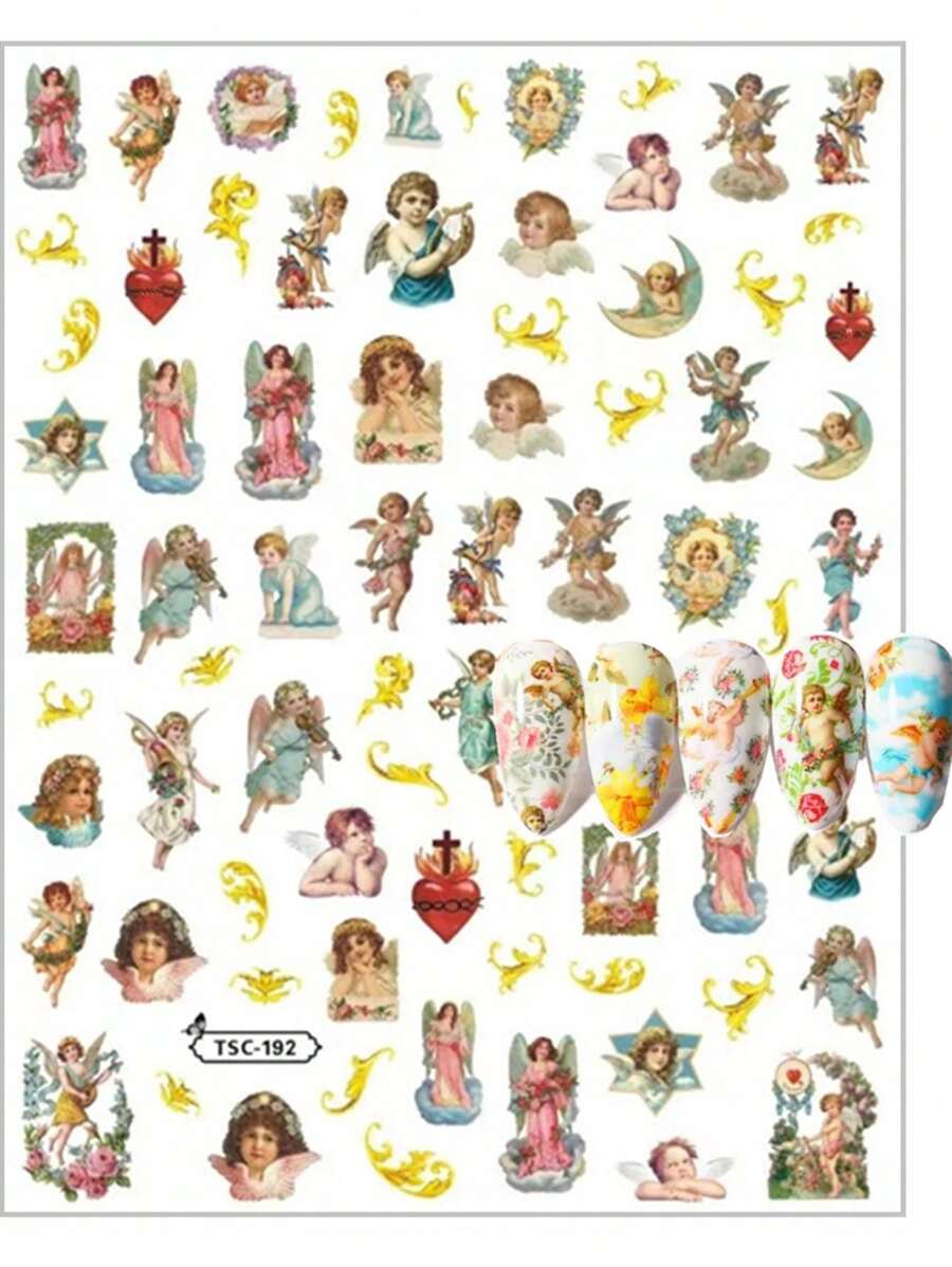 Hình dán móng tay nghệ thuật thiên thần 3D, hình dán móng tay. - Nhiều màu - Xem 1