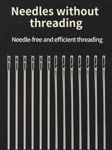 12 cái/bộ Lớn Mắt Tay Kim khâu Bộ Với 3 Kích thước , Bao gồm Trơn tru Nâu Bằng gỗ Máy chỉ kim - Nhiều màu - Xem 4