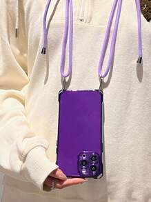 1入紫色TPU手機殼，四角設有懸繩孔+1入可調長度的紫色尼龍懸繩，適用於iPhone - 紫色 - 查看 5