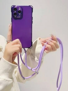 1入紫色TPU手機殼，四角設有懸繩孔+1入可調長度的紫色尼龍懸繩，適用於iPhone - 紫色 - 查看 2