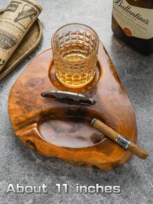 1pc Unique Asymmetric Cigar Ashtray For Whiskey Glass, Wooden, Great Gift For Thanksgiving, Father's Day And Christmas - Brown - View 6