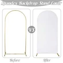 Set Of 3 | Spandex Wedding Arch Cover, 2-Sided Fitted Round Top Chiara Backdrop Stand Covers For Wedding Birthday Party Shower Banquet Arch Decoration - 白色的 - 查看 6
