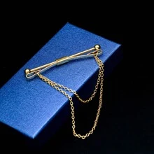 1個男士恤衫金色領夾,金屬條形長領針 - 金色 - 查看 3