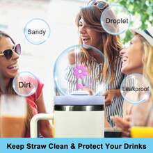 1 Pc 10mm Straw Cover Cap For Cup,Silicone Straw Topper Compatible With 30&40 Oz Tumbler With Handle,Dust-Proof Reusable Straw Tips Lids,Kitchen,Christmas Gift - Flowers - View 5