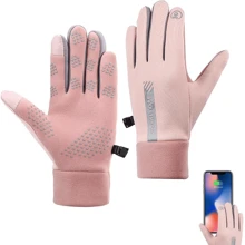 Guanti termici antivento da ciclismo invernali, guanti imbottiti termicamente spessi e antifreddo, rosa (1 paio), guanti invernali, scaldamani, guanti da sci, guanti da neve