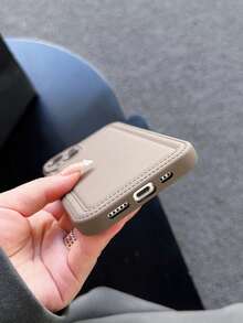 1 件純色油嘴拉鍊保護殼,相容於 Apple Iphone - 棕色 - 查看 4