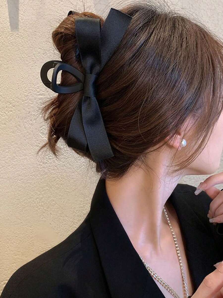 1 件蝴蝶结形状塑料材质发夹，适合女士，秋冬季，发夹发饰可爱 Pince Fleur