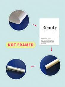 1pc 'beauty' Letter Design Frameless Canvas Oil Painting Waterproof Rectangle Shape For Living Room And Study Room Wall Decor,Wall Art,Poster Gifts Birthday Graduation - Black and White - View 3