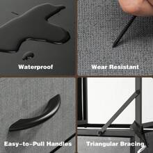 Sweetcrispy 9 Tall Fabric Clothes Cabinet Storage Organizers And Wood Top Surface Table Chest Of Drawers, 9 Drawer Dresser,Grids Grid Cabinet  Fabric Storage Tower For Bedroom, Hallway, Entryway, Closet, Tall Chest Organizer Unit With Fabric Bins, Steel Frame, Wood Top, Easy Pull Handle, Charcoal - 灰色 - 查看 3