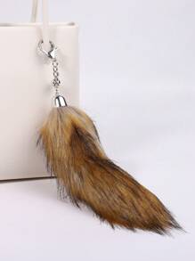 1pc Ladies' Tail Bag Accessory Charm Girl Bag Pendant Fashionable Party Gift Key Chain Charms Plush Keychain - Brown - View 5