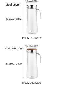 1個帶蓋水壺,37.1oz / 54.1oz重型飲料壺,有不銹鋼蓋或木蓋,適用於果汁,奶茶,夏季飲料,廚房用品,家庭廚房用品,生日禮物