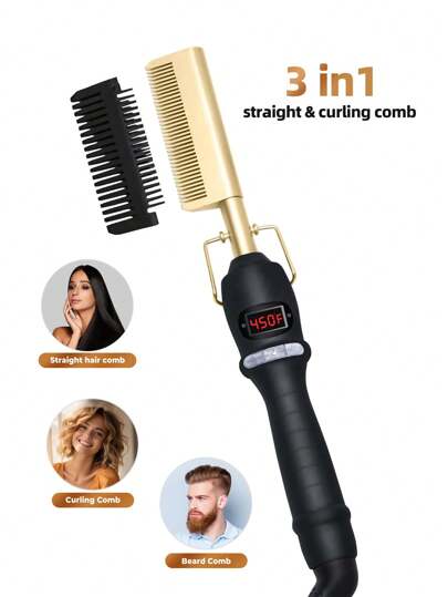 2-In-1 Wet & Dry Fluffy Curling Iron For Bangs, Electric Hair Curler & Straightener Brush, Gift Ideas For Men & Women, Unique Gifts, Top Gifts, Cool Gifts, Gifts For Her, Gift Sets