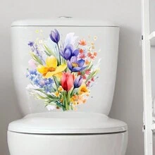 彩色花朵裝飾的浴室壁紙,適用於浴室pvc材料自粘