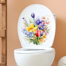 彩色花朵裝飾的浴室壁紙,適用於浴室pvc材料自粘