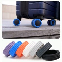 8pcs Multicolor Silicone Protective Cover For Luggage Trolley Wheels, Suitcase Universal Wheel - Light Grey - View 3