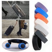 8pcs Multicolor Silicone Protective Cover For Luggage Trolley Wheels, Suitcase Universal Wheel - Light Grey - View 5