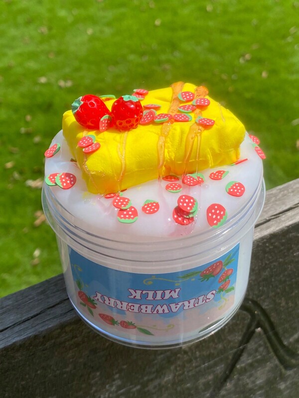 1 Set 230ml Kit De Limo Diy De Color Amarillo Fresa, Con Pegamento De Mousse Para Aliviar El Estrés, Desarrollo Del Interés Y Regalos De Festival Para Amigos