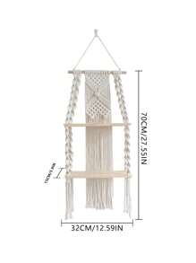 1PC Frame Hanging Plant Shelf, 2-layer Practical Frame Wall Mounted Shelf, Floating Shelf, Home Gifts - Beige - View 3