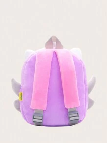 1 件装独角兽毛绒材质儿童女孩背包，拉链开合，适合日常使用 - 紫色 - 查看 7