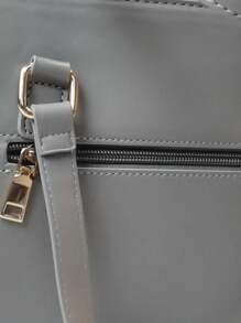 純色極簡主義方形肩袋,適用於日常生活 - 灰色 - 查看 3