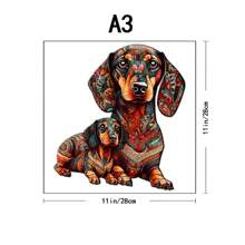 腊肠犬各种特殊形状的木制拼图,创意礼品,适用于高级玩家生日礼物,男女孩子聚会游戏,装饰画 - 彩色 - 查看 5