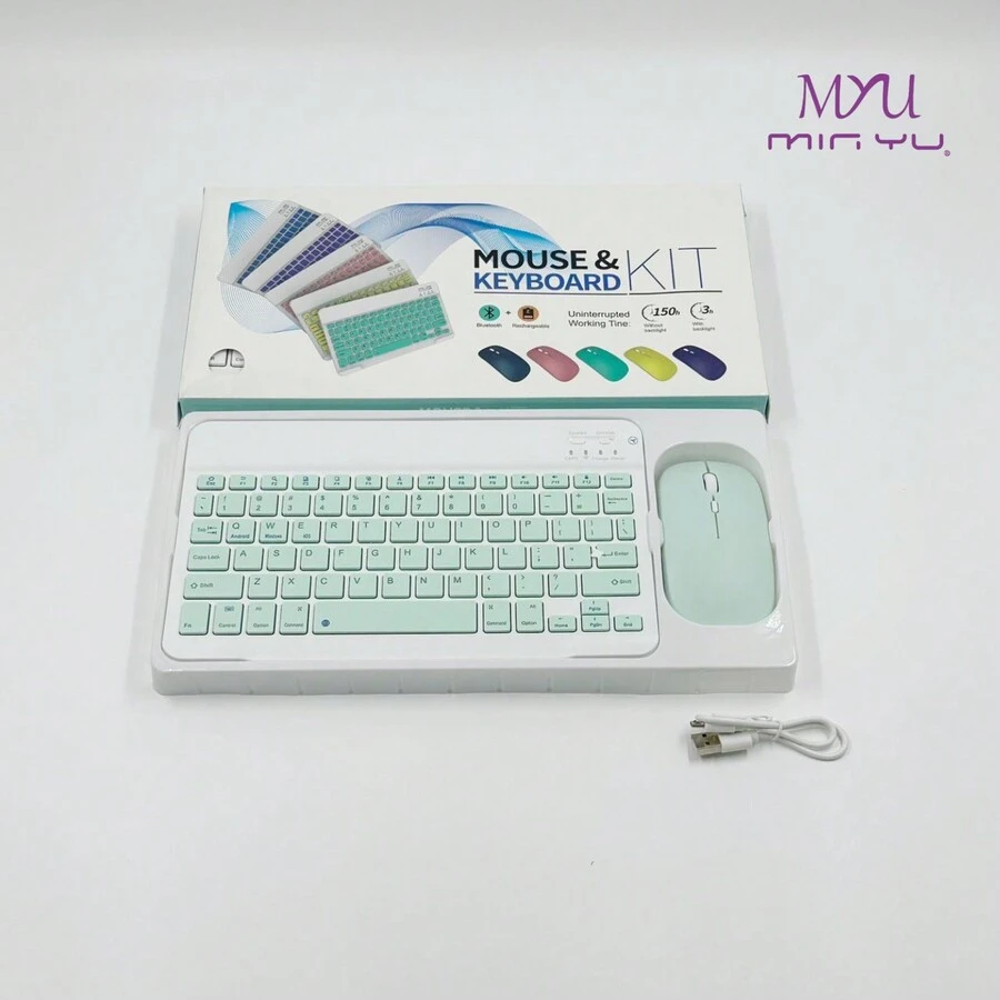 Wireless Bluetooth Keyboard And Mouse Kit With Backlight, Compatible With IOS, Android And Windows - Green - View 1