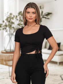 Women T-Shirts - 黑色 - 查看 3