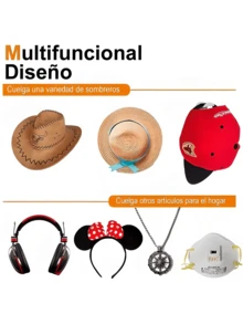 10 Wall Cap Organizer Hook Coat Racks Holder - Weiss - Übersicht 6