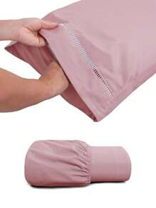 Sheet Sets with Pillowcases - 乾枯玫瑰色 - 查看 3