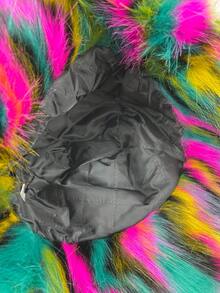 1個女士顏色塊桶帽,為冬季時尚厚實保暖,多種顏色的狐狸毛帽子,適合街頭風格 - 彩色 - 查看 6