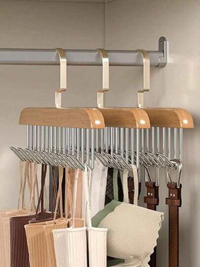 1pc Multifunctional Wooden Hanger For Underwear, Belts, Ties And Vest Storage, Drying, Hanging And Organizing Wardrobes, Student Dormitories And Homes Hangers