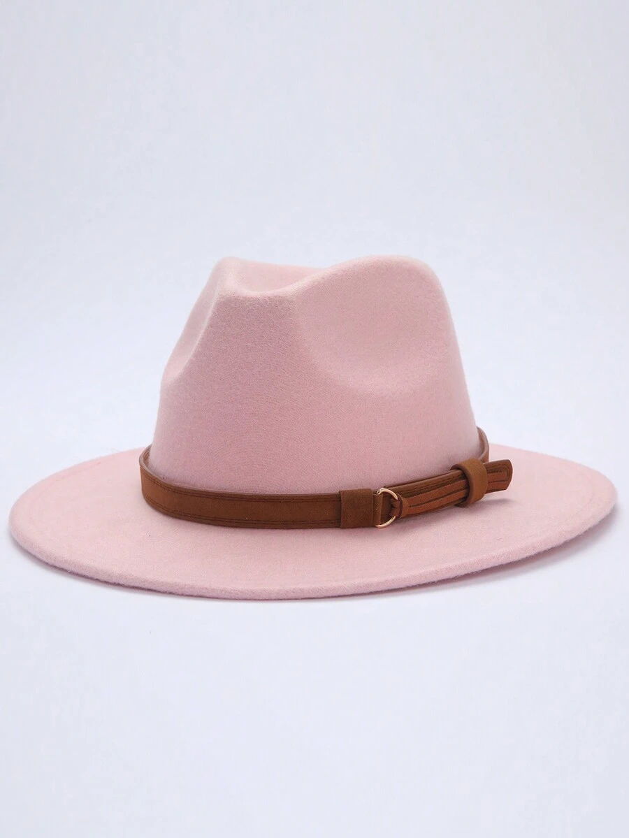 秋冬季英國風格中性新爵士毛呢帽,經典時尚毛帽 - 粉色 - 查看 1