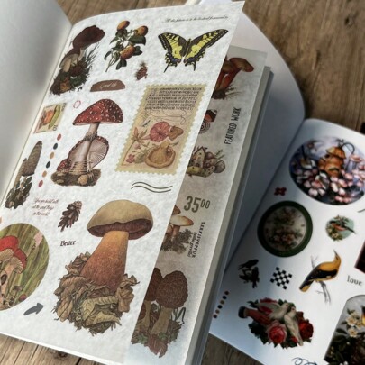 Libro De Pegatinas Vintage De 20 Hojas De La Serie Plant, Mushroom Y Farm House Hechas De Material Pvc Y Washi Para Estilo Ins Retro Manualidades De Cuentas Diy, Calcomanías Decorativas Para Collage Scrapbooking