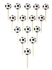 24/48/72 chiếc Đồ trang trí bánh sinh nhật chủ đề bóng đá, Đồ dùng tiệc World Cup, Que xiên bánh nướng xốp có thiết kế hình quả bóng đá đen trắng, Đồ trang trí bánh & bánh nướng xốp - Chèn nhãn - Xem 1