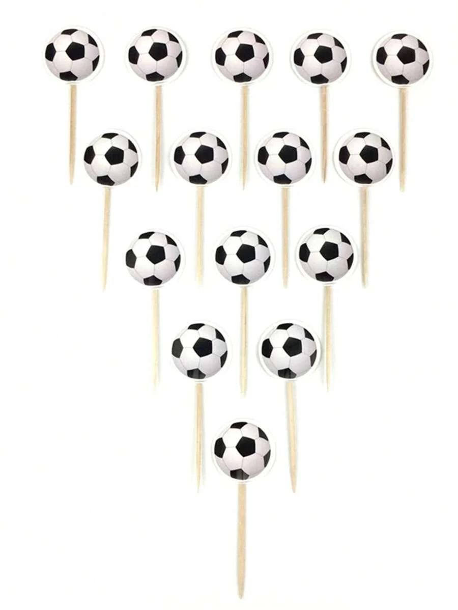 24/48/72 chiếc Đồ trang trí bánh sinh nhật chủ đề bóng đá, Đồ dùng tiệc World Cup, Que xiên bánh nướng xốp có thiết kế hình quả bóng đá đen trắng, Đồ trang trí bánh & bánh nướng xốp - Chèn nhãn - Xem 1