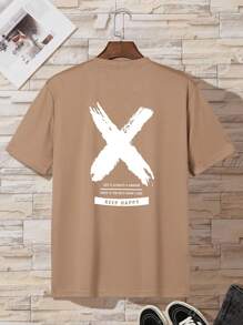 MURAMASA Hombres Camiseta con estampado de slogan - Caqui - Ver 3