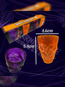 4 Caballitos Tequileros Shots Vaso Halloween Cráneo Calavera - Multicolor - Ver 2
