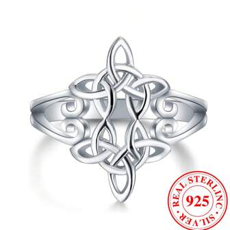 1pc 925 Sterling Silver Celtic Knot Ring Heart Cross High Polish Tarnish Resistant Eternity Wedding Band Stackable Ring Thanksgiving Gift