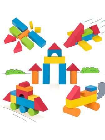 圣诞装饰 46 件或 30 件泡沫积木，儿童创意教育 EVA 泡沫积木玩具套装，柔软、可堆叠积木，男孩/女孩的 STEM 礼物，颜色随机，感恩节/圣诞节礼物学校、学生、文具、学校用品