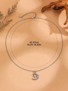 1條新月和星星垂墜項鍊 - 銀色 - 查看 2