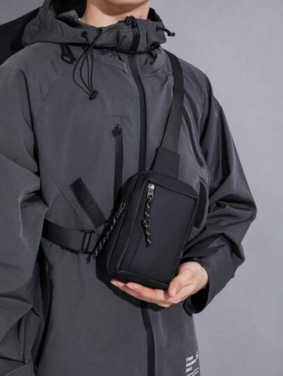 Men's New Fashionable And Minimalist Chest Bag, Versatile Black Color Zippered Small Backpack, Sports And Leisure Sling Bag Sling Crossbody Bag Sling Bag Bum Bags For Travel Business Outdoor Lightweight Casual Thanksgiving Bag Hiking Student Large Capacity Multi-Functional Vacation Hip Bag Christmas Gifts Fanny Pack Summer Back To School The Sporty Life Summer Bag Pouch