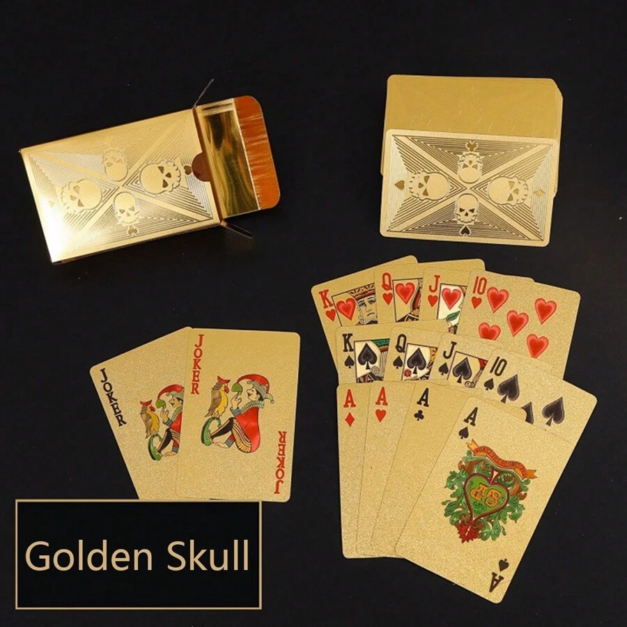 1pc Black/purple Plastic Playing Cards With Rose Pattern For Leisure Entertainment, 54 Cards/deck - Gold - View 1