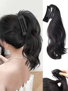 30cm Long Wavy Curly Claw Clip Ponytail Hairpieces Extension For Women Hairstyles Synthetic Black Natural Fake Ponytail - Black - View 1