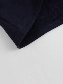 MARC&JANIE 1 件年轻女孩学院风撞色 Polo 领运动衫和 1 件保暖内衬运动裙套装，适合秋季 - 藏蓝色 - 查看 8