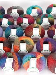 QJH 1入組彩虹漸變染色羊毛線，適用於家居裁縫DIY編織披肩、圍巾、柔軟保暖的冬季毛線，顏色豐富，很適合用於創意DIY禮物，3.6mm，50g/球，約180米/196碼 - 綠藍漸變 - 查看 6