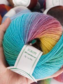 QJH 1入組彩虹漸變染色羊毛線，適用於家居裁縫DIY編織披肩、圍巾、柔軟保暖的冬季毛線，顏色豐富，很適合用於創意DIY禮物，3.6mm，50g/球，約180米/196碼 - 綠藍漸變 - 查看 5